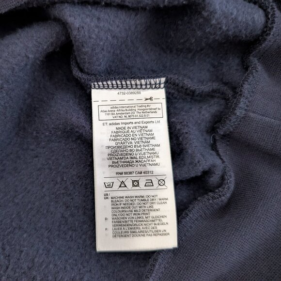 ADIDAS Sweatshirt Men's M Blue Three Striped Spellout Hooded Kangaroo Pocket - Picture 7 of 10